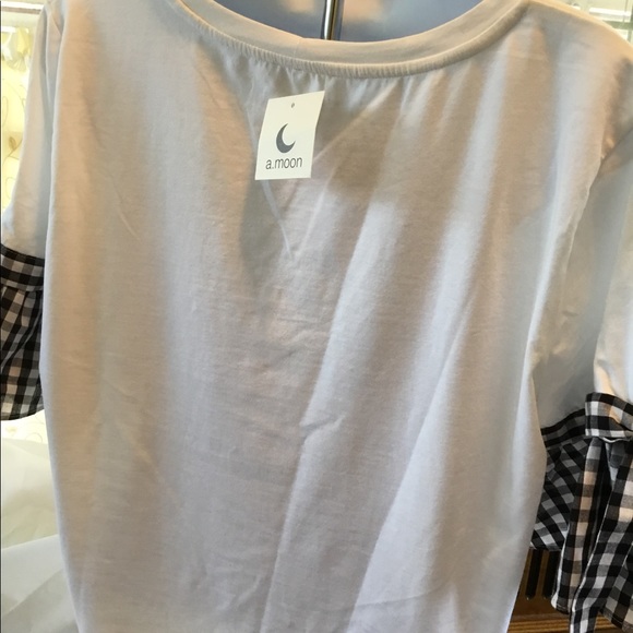 A.moon White Cotton plaid trim shirt - Picture 5 of 5